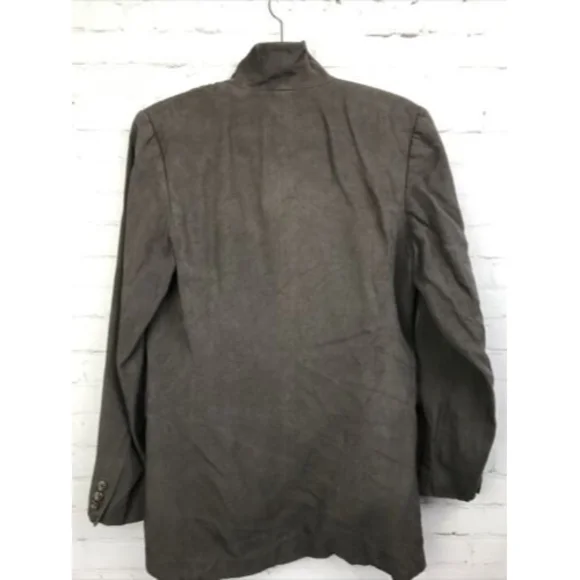 Vintage BANANA REPUBLIC Dark Khaki Silk Rayon Jacket Blazer size 4 - Picture 2 of 7